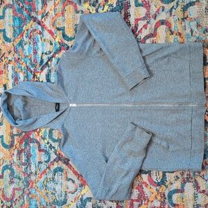 Theory gray knit zip hoodie medium cotton NWOT